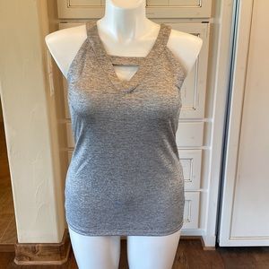 Sleeveless top with silver threads in fabric